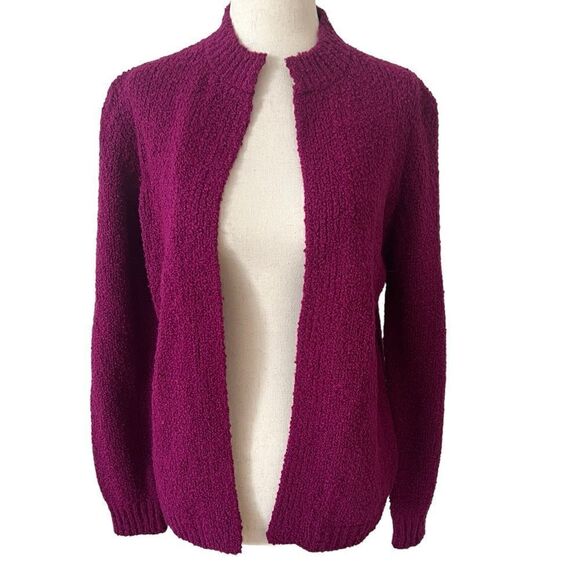 Vintage Magenta Fuschia Acrylic Open Front Cardigan Made in Taiwan Like New M - Picture 1 of 6
